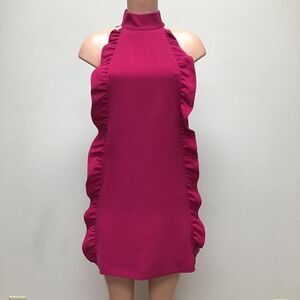 Ted Baker Womens Torriya Sheath Dress‎ Pink Ruffle Mock Neck Sleeveless 4 New